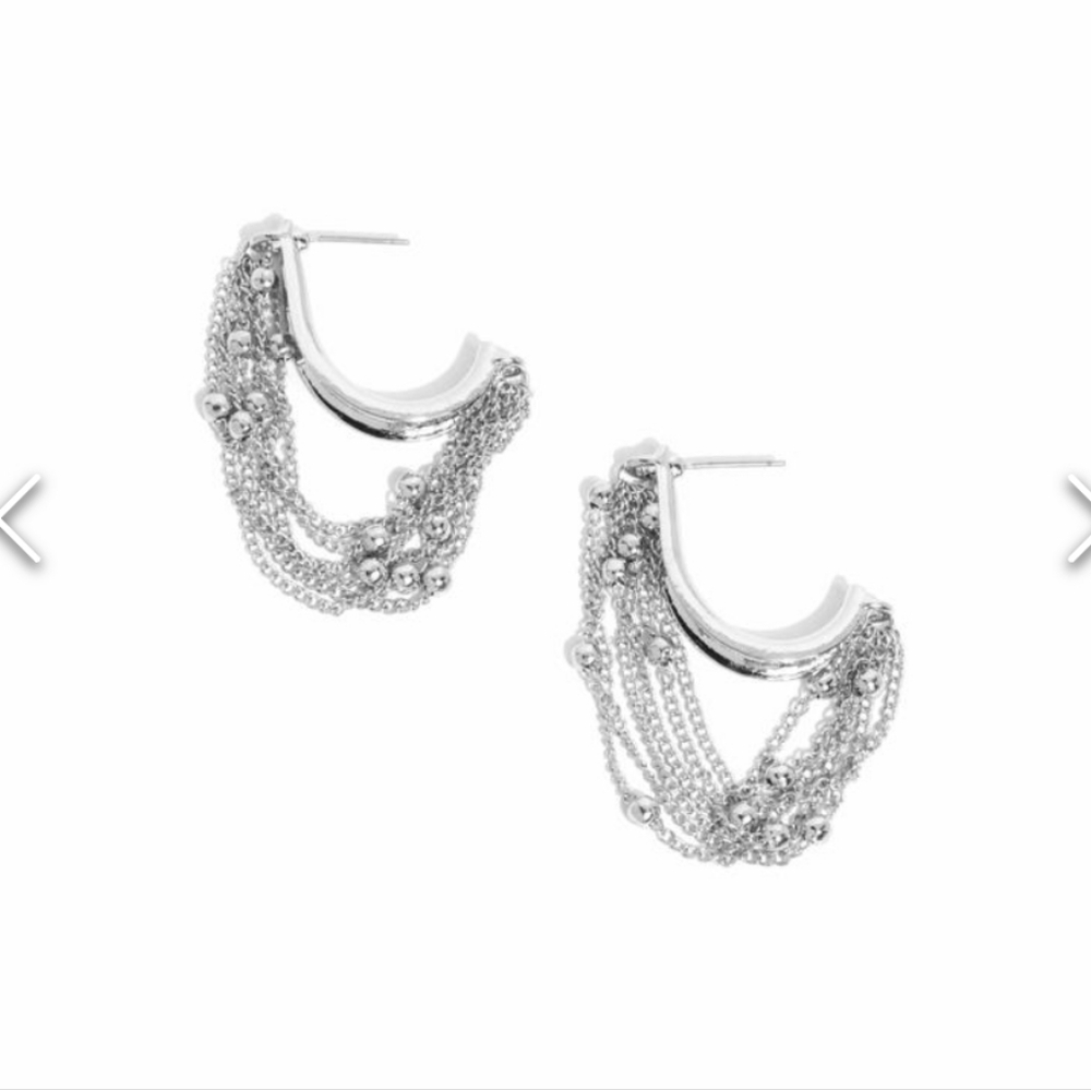 Immaculate Impression Silver Hoop Earrings 👀 👌 Cascades 1"  #2